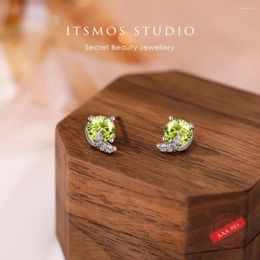 Stud Earrings ITSMOS S999 Sterling Silver Ocean Heart Studs Female Simple Fresh Mermaid Green For Women Girl Gift