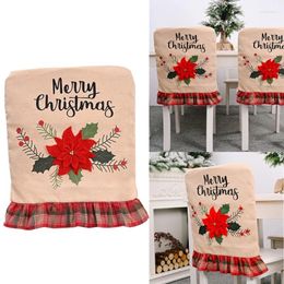 Chair Covers Festive Christmas Back Cover Red Flower Sleeves Removable Washable ForXmas Kitchen Dining Slipcovers