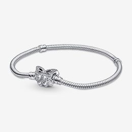 Butterfly Clasp Snake Chain Bracelet Pandoras 100% 925 Sterling Silver Charm Bracelet Women Girls Luxury Jewellery Designer bracelet with Original Box Wholesale