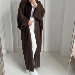 Ethnic Clothing Fashion Modest Abaya Kimono Dubai Muslim Cardigan Abayas Women Casual Robe Female Islam Clothes Linen Blend Oversize Coats