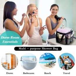 Mesh Shower Caddy for College Dorm Necessities Portable Travel Shower Basket Shower Tote Bag for Girls and Boys with 8 Pockets