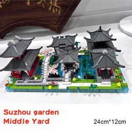 Diamond Building Blocks Suzhou Garden Model Dream Castle Cruise Chinese Traditional Great Wall With Light DIY Kit Kids Toys