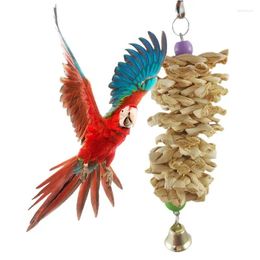 Other Bird Supplies Toys Chew Grinding Stone Cage Hanging With Bell Parakeet Natural Woven Grass Parrot Toy