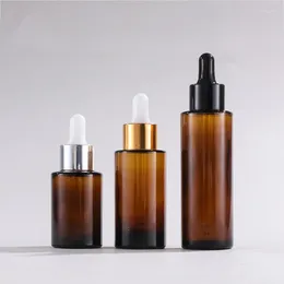 Storage Bottles 30ml 40ml 60ml Round Dropper Reagent Eye Drop Amber Glass Liquid Pipette Bottle Refillable Travel