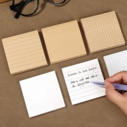 80 Sheets/Pad Sticky Notes Kraft Memo Pads Adhesive Notepads with Line Brown Sticky Notes Study Work Daily Life Remember Sticker