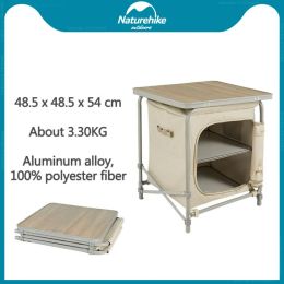 Furnishings Naturehike Portable Folding Table with Cabinet Outdoor Camping Large Capacity Storage Table Locker Sheing Coffee Fishing Table