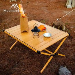 Furnishings Mountainhiker Portable Folding Wood Table Camping Picnic Bbq Egg Roll Table Outdoor Indoor Foldable Table Furniture Equipment