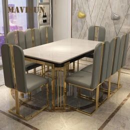 Light Luxury Marble Dinning Table Modern Simple Rectangular Kitchen Table Home Dining Room Furniture Dining Table With Chairs