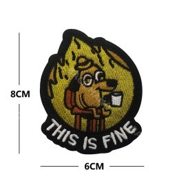 Duck Tactical Patch Embroidered This Is Fine Applique Badge Fit Backpack Jackets Clothing DIY Stickers Embroidery Hook and Loop