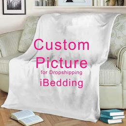 Custom Flannel Throw Blanket Personalized Po Fleece Blankets Sofa Christmas Gift Customized DIY Print on Demand Drop 240318