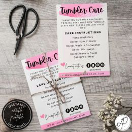 Envelopes Tumbler Care Cards Print and Cut,printable Care Instructions Tag Package Inserts,printable Washing Instructions,small Business S