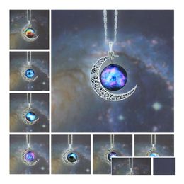 Pendant Necklaces New Vintage Starry Moon Outer Space Universe Gemstone Mix Models Drop Delivery Jewellery Pendants Dh3Zv