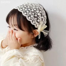 Baby White Lace Headbands Jacquard Newborn Korean Style Wide Hairband Elastic Cute Hollow Pearl Photo Props Kid Hair Accessories