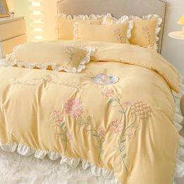 Bedding Sets Washable Skin-friendly Cotton Embroidered Bed Linen Four-piece Set Single Double Can Be Washed Machine