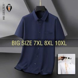 Men's T-Shirts Mens short sleeved summer waterproof and spray proof oversized 6XL 7XL 8XL 10XL Plus size formal casual high-quality J240402