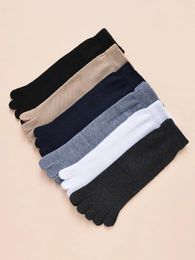 Men's Socks 6 Pairs Men Five-toe Breathable Comfortable For Male Solid Colour Fashion Casual Middle Tube Cotton