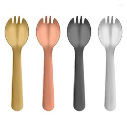 Forks Dessert Spork Stainless Steel Long Handle Fruit Fork Multifunctional Fall Resistant For Ice Cream Fried Rice