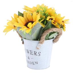 Decorative Flowers Simulated Sunflower Artificial Bouquet With Vase Wedding Table Decorations Bonsai Adornment