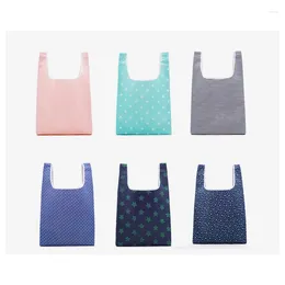 Shopping Bags Fashionable Square Green Eco Bag Creative Printing Oxford Cloth Folding Shopper Women Handbag Canvas Tote