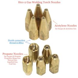 5pcs H01-2 Gas Brazing Torch Nozzle Pure Copper Oxygen Propane Acetylene Liquified Gas Torch Tip Solder Welding Torch Accessory