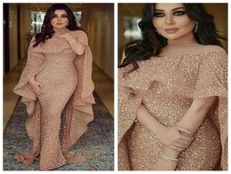 Bling Mermaid Slim Prom Dresses Arabic Dubai With Wrap Custom Formal Ladies Evening Party Gowns western party3520407
