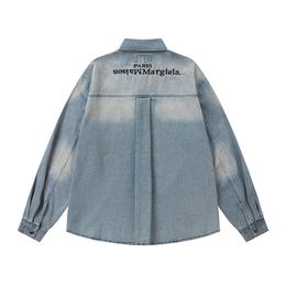 Mens casual shirts Margiela letter embroidery LOGO designer simple lazy mens denim shirts paris luxury brand casual vintage men's shirt tops womens shirts tops