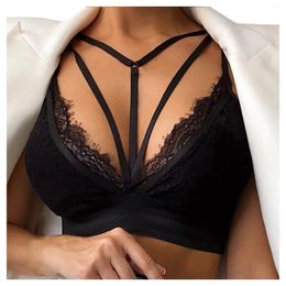 Bras Sets Women Lace Underwear Sexy Camisole Vest Crop Wireless Bra Lingerie Solid V-Neck Plus Size Tanks Harajuku Tube Top S-XXL