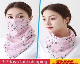 US STOCK Fashion Printed Sunsn Masks Outdoor Cycling Neck Mask Summer Chiffon Face Cover Driving Scarf Head Wrap Bandanas FY61343242981