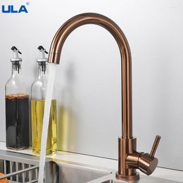 Kitchen Faucets ULA Rose Gold Faucet Stainless Steel Sink 360 Rotate Tap And Cold Water Mixer Torneira