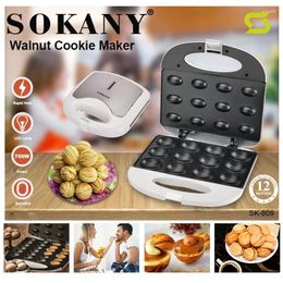 Bread Makers Houselin Walnut Cookie Mould Maker 1000W 12-wells Non Stick Cookies Pastry Electric Cake Mini Nut