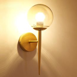 Spherical Wall Lamp Brief Bedroom Study Wall Lights Simple Bedside Lamp Nordic Wall Engineering Lamp New Model Gold Black
