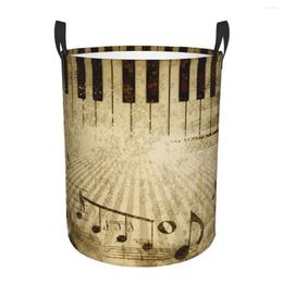 Laundry Bags Folding Basket Music Notes Background Round Storage Bin Large Hamper Collapsible Clothes Toy Bucket Organiser