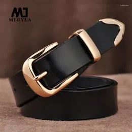 Casual Dresses MEDYLA Women's Strap All Match Women Brief Genuine Leather Belt Pure Color Belts Top Quality Jeans L27
