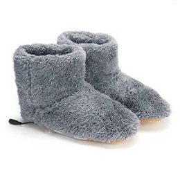 Carpets Winter USB Heater Foot Shoes Electric Warming Pad Plush Warm Slippers Feet Heated Insoles Grey