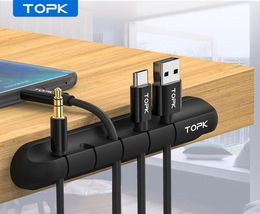 TOPK Cable Organiser Silicone USB Cable Winder Desktop Tidy Management Clips Cable Holder for Mouse Headphone Wire Organizer8527462