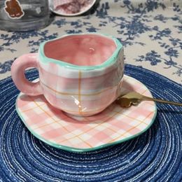 Mugs Japanese Hand Painted The Blue Sky And White Clouds Coffee Cup With Saucer Ceramic Handmade Tea Set Cute Gift