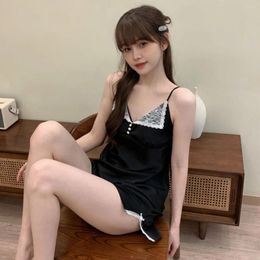 Home Clothing Summer Suspender Pajamas Set Sleepwear Lingerie Lace Sexy Strap Top&shorts Pijamas Suit Women Silky Satin Clothes