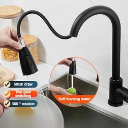 Kitchen Faucets Single Hole Pull Out Sink Mixer Tap 2 Function Stream Sprayer Faucet Stainless Steel Rotatable Cold Water Taps