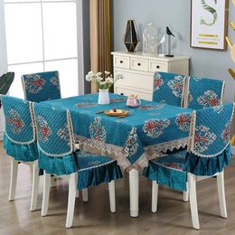 Table Cloth High-grade Tablecloth 6 Chair Seat Mat Backrest Set Home Chinese Style Dining Cover Cushion Tea