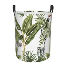 Laundry Bags Folding Basket Exotic Botanical Jungle Dirty Clothes Toys Storage Bucket Wardrobe Clothing Organizer Hamper