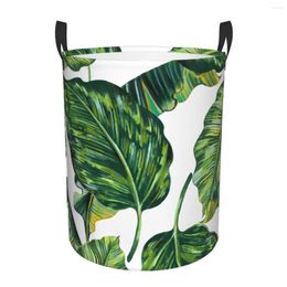 Laundry Bags Dirty Basket Tropical Leaves Jungle Leaf Folding Clothing Storage Bucket Toy Home Waterproof Organizer