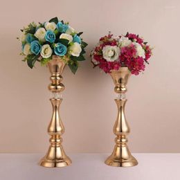 Candle Holders Golden Metal Flowers Vase Diamond Flower Holder Candlestick Party Decor