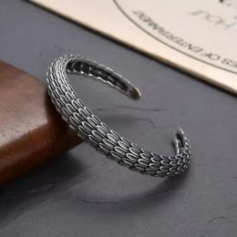 Bangle Vintage Silver Colour Dragon Scale For Men Open Retro Jewellery Accessories Gifts