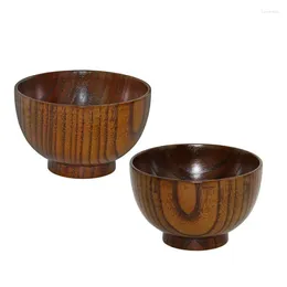 Bowls Of 2 Japanese Style Solid Wood Bowl Children Kids Baby Serving Tableware For Salad Rice Miso Soup Fruits Decorative Display Gift