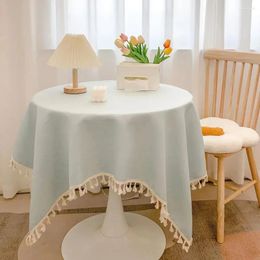 Table Cloth Milk Tea Coloured Tassel Book Cotton And Linen Light Luxurious Atmosphere DZLing116