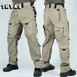 Men's Pants Autumn Wear-resistant Cargo Pant Mens Multi-pocket Combat Outdoor Tactical Trousers Male Thin Loose Solid Hiking