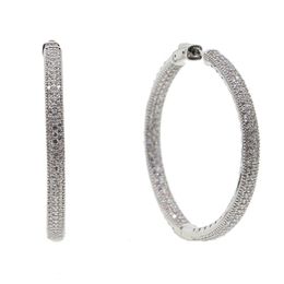 Hoop & Huggie New Micro Pave Cz Big Earring 25Mm 50Mm 2 Sized Fashion Jewelry Cubic Zirconia Shiny Sier Plated Classic Drop Delivery Dh1C2