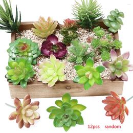 Decorative Flowers 12 Pieces Artificial Succulent Plant DIY Unpotted Simulation Plants Outdoor Fake Garden Decors Gift Colour Random