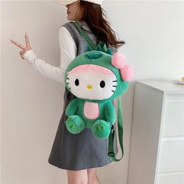 Factory wholesale price 35cm Kitty cat plush backpack dinosaur cat animation peripheral doll backpack children's gift