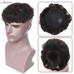 Toupees Toupees Snoilite Men Toupee 16x19cm Human Hair Replacement System 4Inch Men's Capillary Prothesis Male Hair Clip In Hair Extension